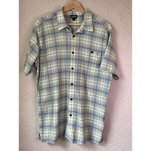 Patagonia Organic Cotton Plaid Short Sleeve Button Up Shirt Mens L